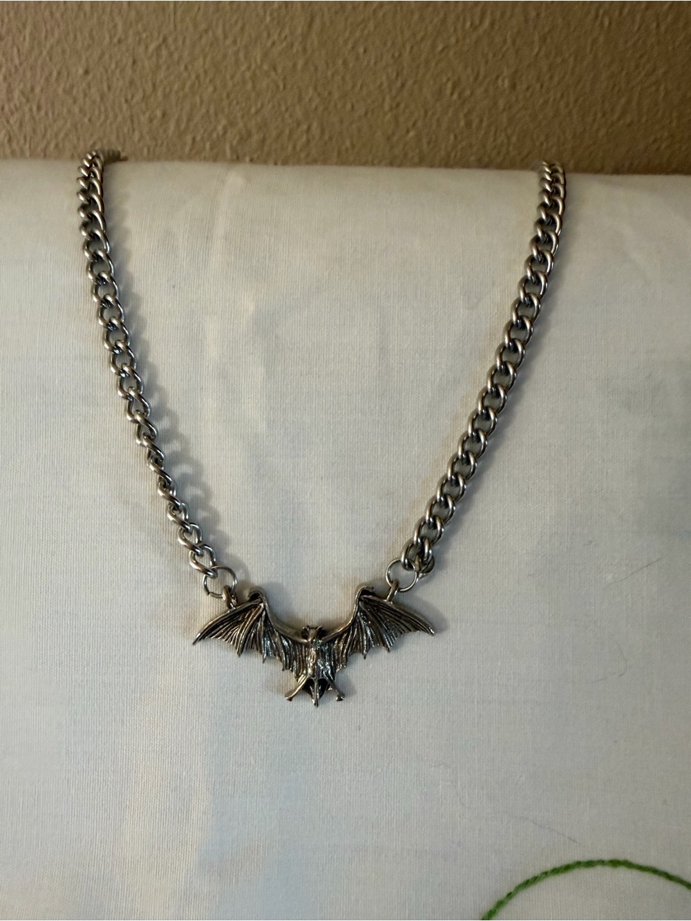 Vintage Silver Tone BAT Necklace